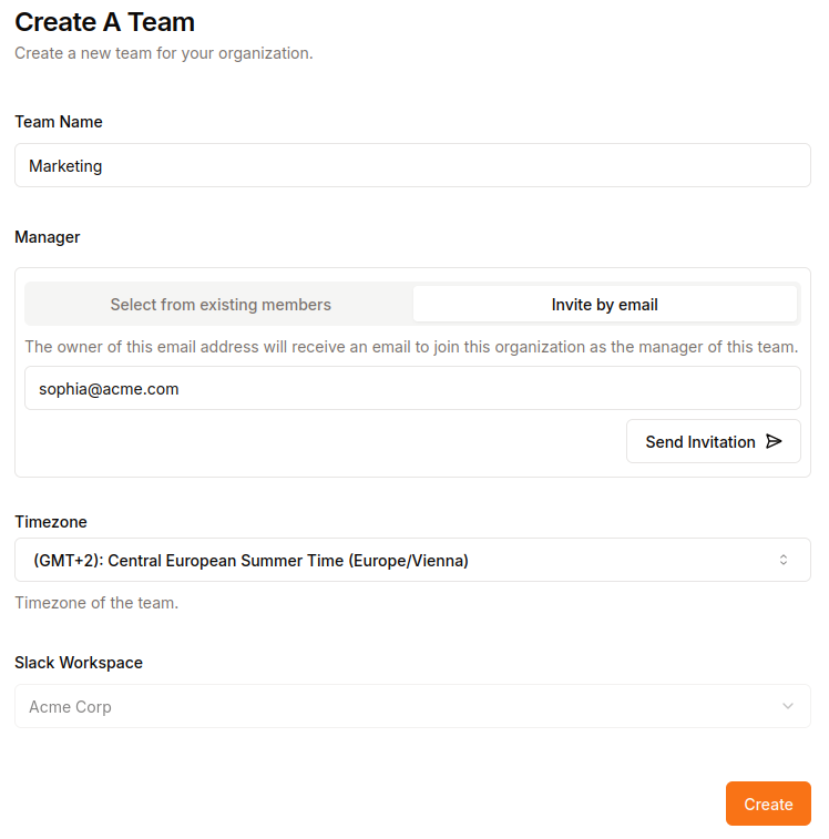 SentiFeel Create Team Form